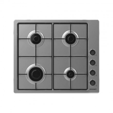 ZEROWATT Piano Cottura ZHW6LCX/1 4 Fuochi a Gas con Controlli Laterali Lunghezza 60 Cm Colore Inox