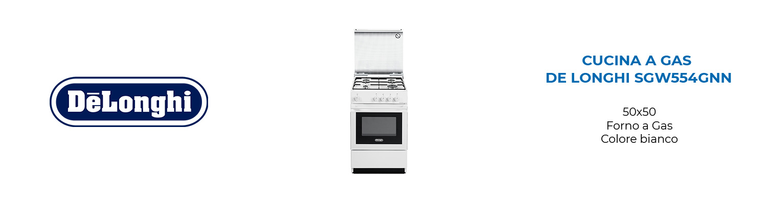 Cucina a Gas De Longhi SGW554GNN 50x50 con Forno a Gas Bianca - Mondo  Elettrodomestici