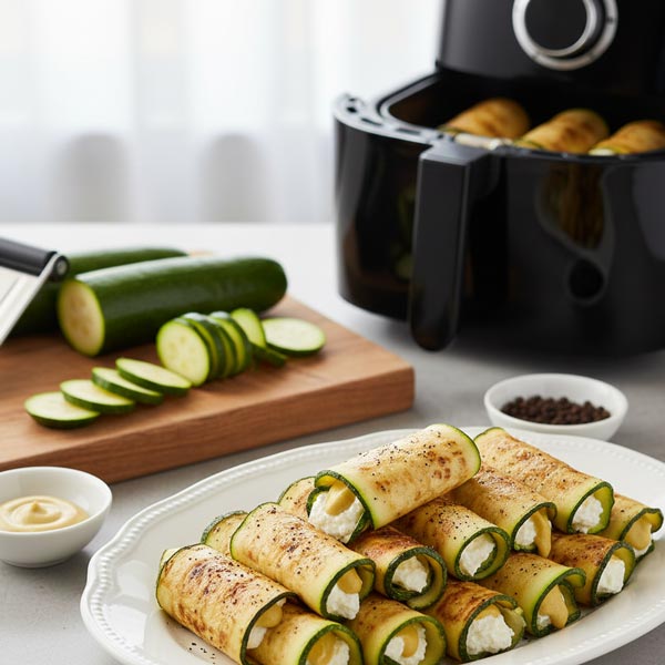 Rotolini di zucchine farciti in friggitrice ad aria Rotolini di zucchine farciti in friggitrice ad aria