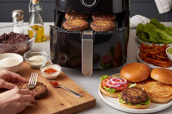 burger di fagioli neri friggitrice ad aria burger di fagioli neri friggitrice ad aria