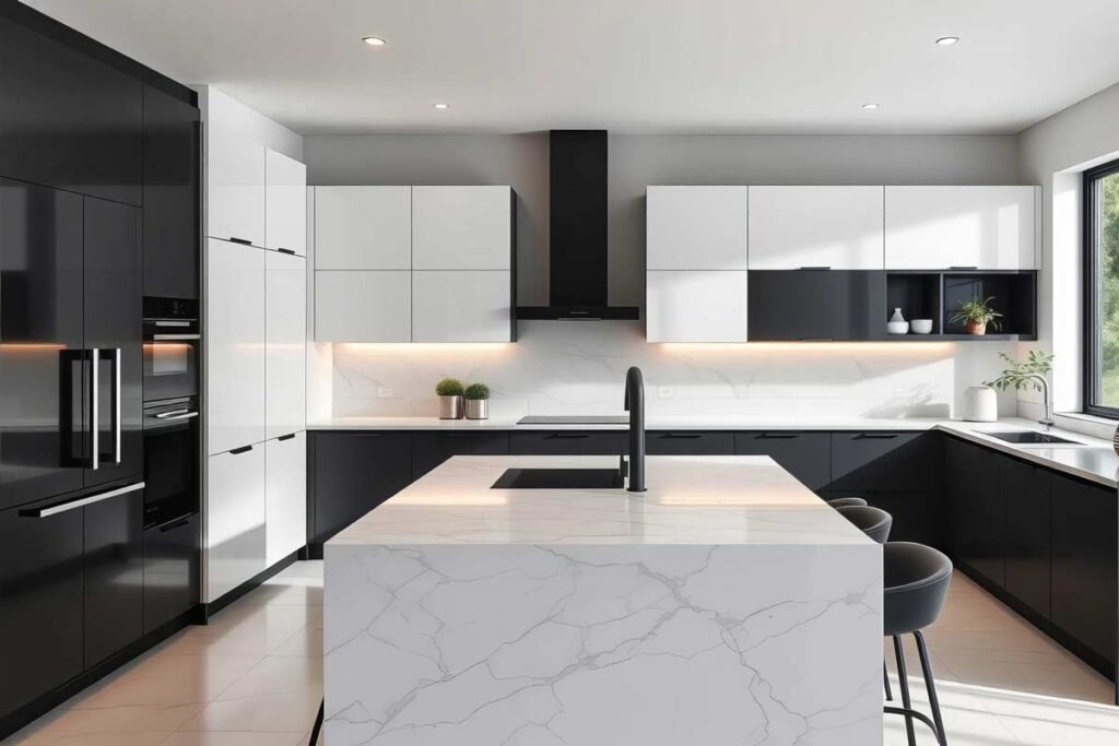 cucina bianca e nera